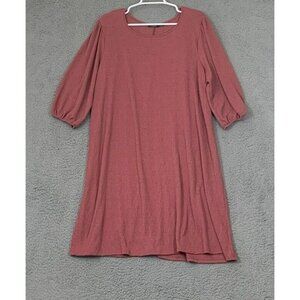 Cure Women' 2XL Dusty Rose Pink Knit Trapeze Dress 3/4 Sleeve Knee Length Causal